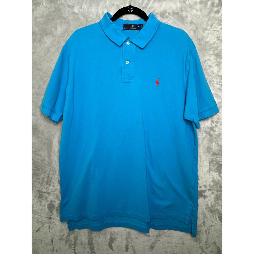 Polo Ralph Lauren Polo Shirt Men XL Aqua Blue Classic Fit Pique Cotton Preppy